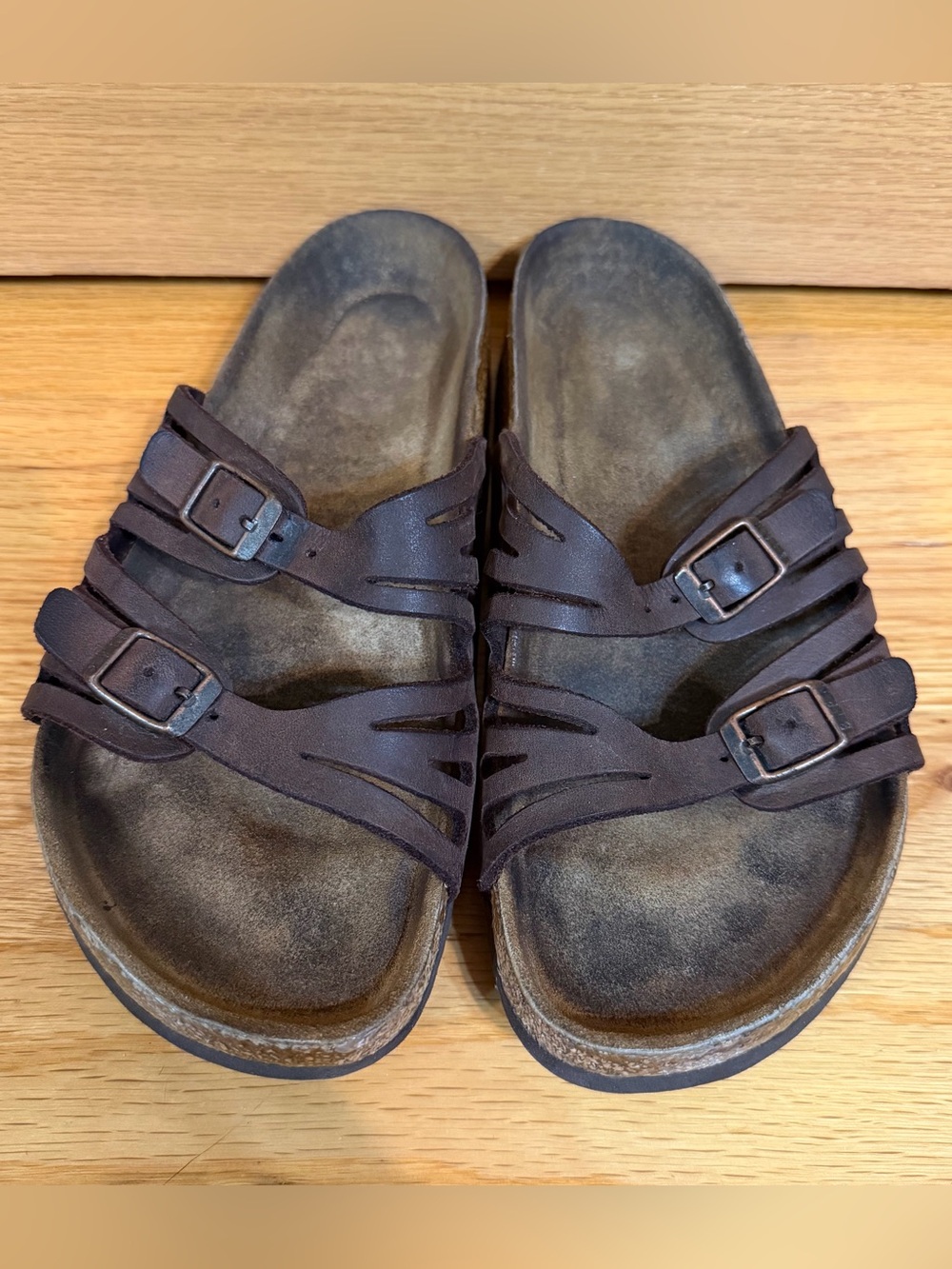 Birkenstock Granada sandals w/double strap detail in Habana brown oiled leather